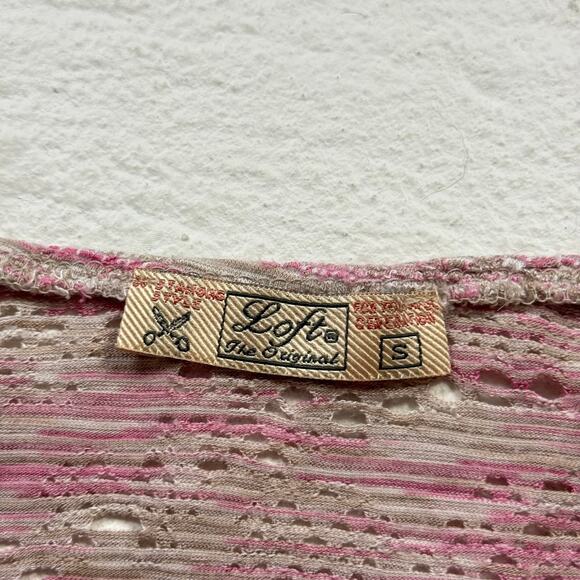 Vintage Y2K Loft Pink Paisley Mesh Knit Crop Top, Size Small - Picture 4 of 5